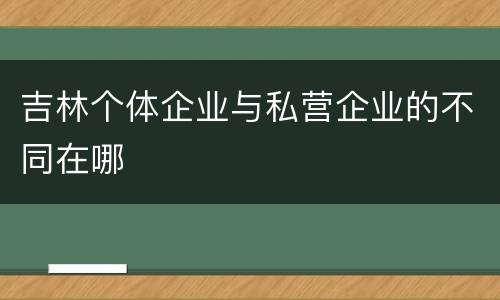吉林个体企业与私营企业的不同在哪