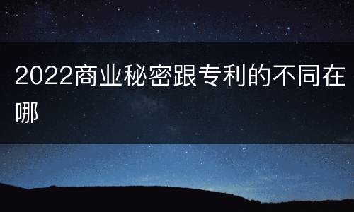 2022商业秘密跟专利的不同在哪