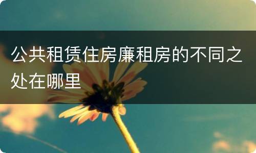 公共租赁住房廉租房的不同之处在哪里