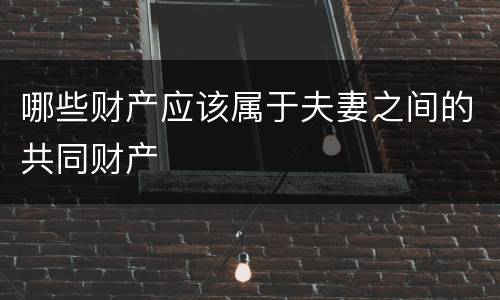 哪些财产应该属于夫妻之间的共同财产