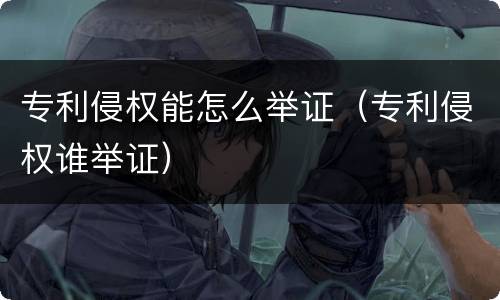 专利侵权能怎么举证（专利侵权谁举证）