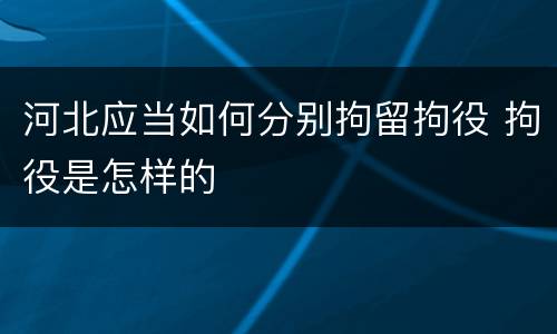 河北应当如何分别拘留拘役 拘役是怎样的