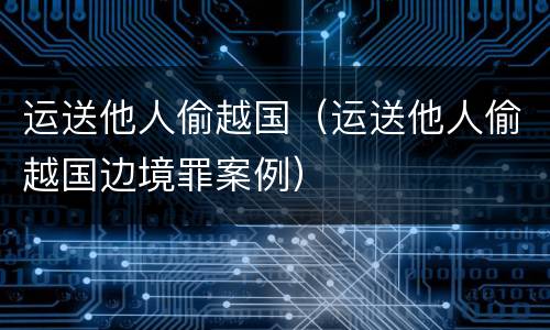 运送他人偷越国（运送他人偷越国边境罪案例）