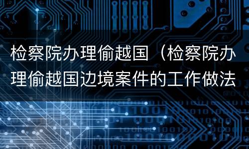 检察院办理偷越国（检察院办理偷越国边境案件的工作做法）