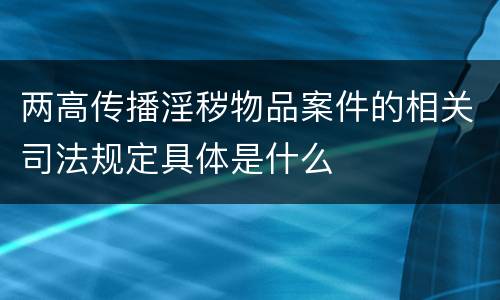 两高传播淫秽物品案件的相关司法规定具体是什么