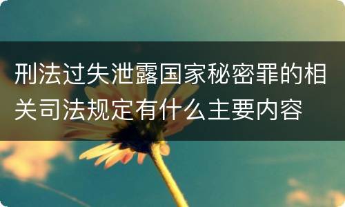 刑法过失泄露国家秘密罪的相关司法规定有什么主要内容