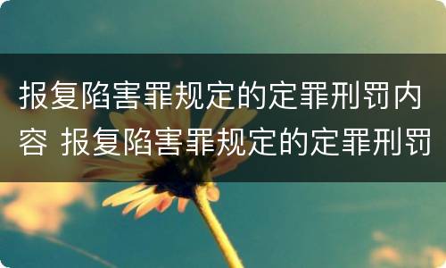 报复陷害罪规定的定罪刑罚内容 报复陷害罪规定的定罪刑罚内容是什么