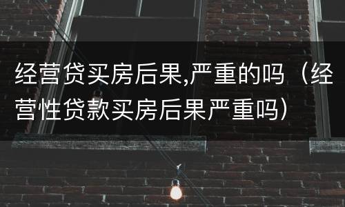 经营贷买房后果,严重的吗（经营性贷款买房后果严重吗）
