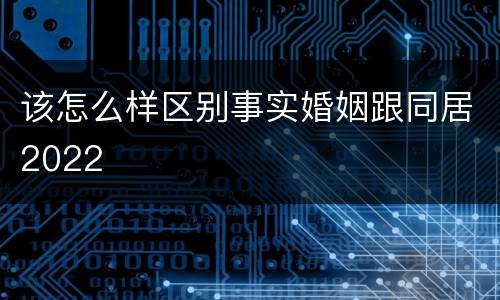该怎么样区别事实婚姻跟同居2022