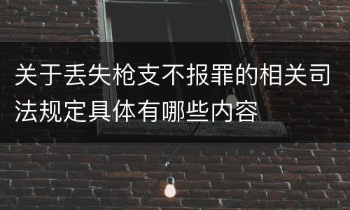 关于丢失枪支不报罪的相关司法规定具体有哪些内容