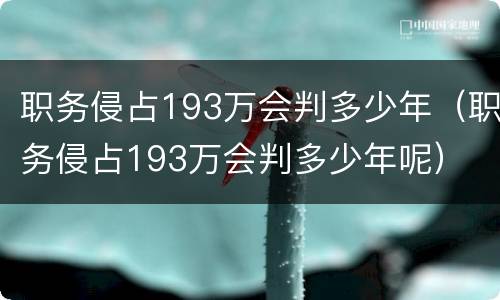 职务侵占193万会判多少年（职务侵占193万会判多少年呢）