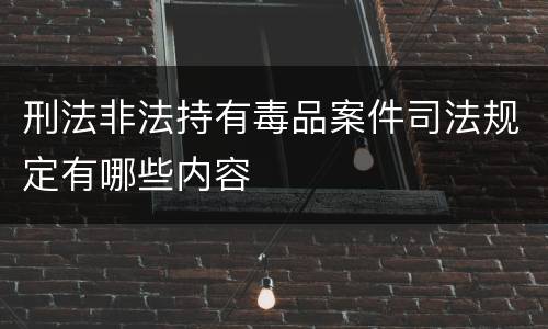 刑法非法持有毒品案件司法规定有哪些内容