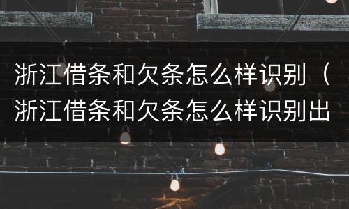 浙江借条和欠条怎么样识别（浙江借条和欠条怎么样识别出来）
