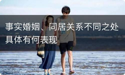 事实婚姻、同居关系不同之处具体有何表现