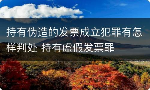 持有伪造的发票成立犯罪有怎样判处 持有虚假发票罪