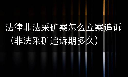 法律非法采矿案怎么立案追诉（非法采矿追诉期多久）
