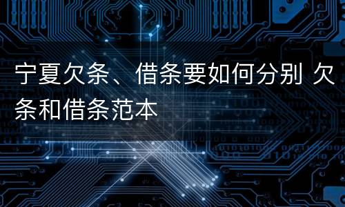 宁夏欠条、借条要如何分别 欠条和借条范本