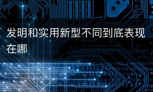 发明和实用新型不同到底表现在哪