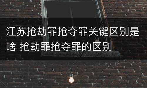江苏抢劫罪抢夺罪关键区别是啥 抢劫罪抢夺罪的区别