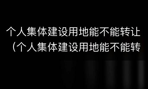个人集体建设用地能不能转让（个人集体建设用地能不能转让给公司）