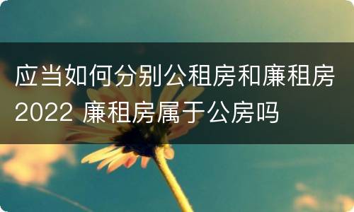 应当如何分别公租房和廉租房2022 廉租房属于公房吗