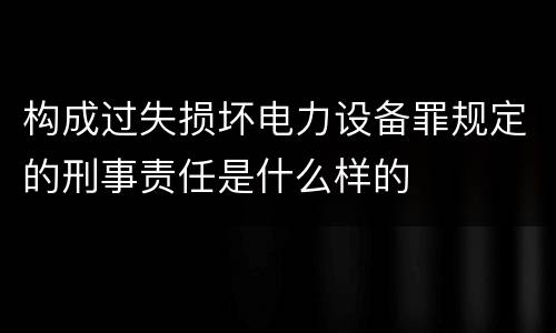 构成过失损坏电力设备罪规定的刑事责任是什么样的