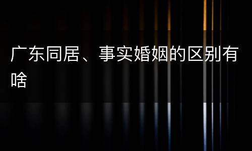 广东同居、事实婚姻的区别有啥