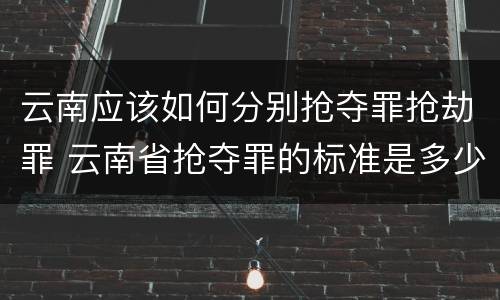 云南应该如何分别抢夺罪抢劫罪 云南省抢夺罪的标准是多少?