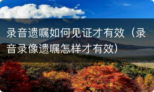 录音遗嘱如何见证才有效（录音录像遗嘱怎样才有效）