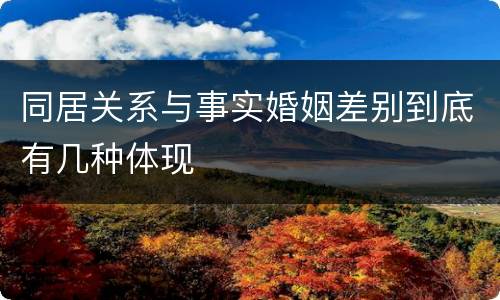同居关系与事实婚姻差别到底有几种体现
