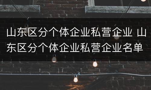 山东区分个体企业私营企业 山东区分个体企业私营企业名单