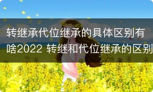 转继承代位继承的具体区别有啥2022 转继和代位继承的区别