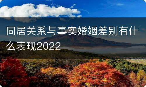 同居关系与事实婚姻差别有什么表现2022