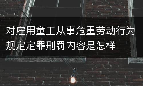 对雇用童工从事危重劳动行为规定定罪刑罚内容是怎样