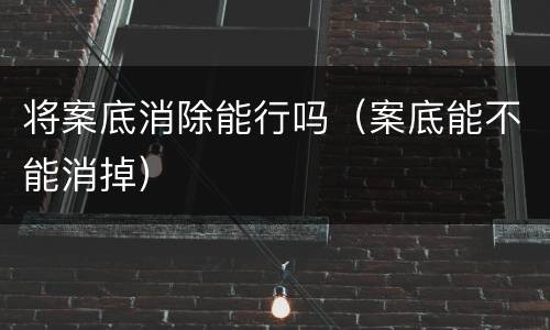 将案底消除能行吗（案底能不能消掉）