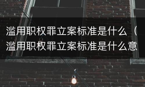 滥用职权罪立案标准是什么（滥用职权罪立案标准是什么意思）
