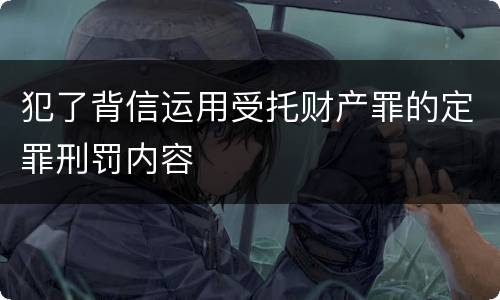 犯了背信运用受托财产罪的定罪刑罚内容