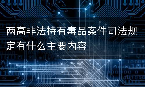 两高非法持有毒品案件司法规定有什么主要内容