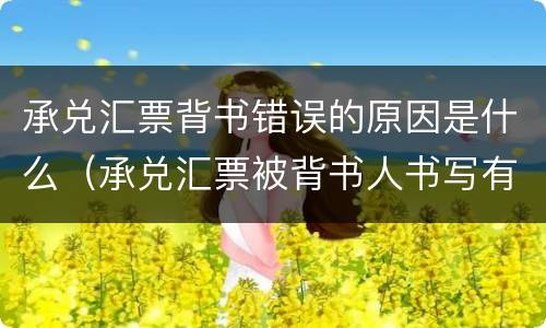 承兑汇票背书错误的原因是什么（承兑汇票被背书人书写有误）