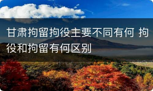 甘肃拘留拘役主要不同有何 拘役和拘留有何区别