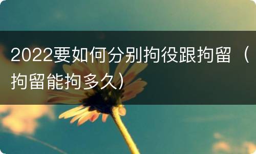 2022要如何分别拘役跟拘留（拘留能拘多久）