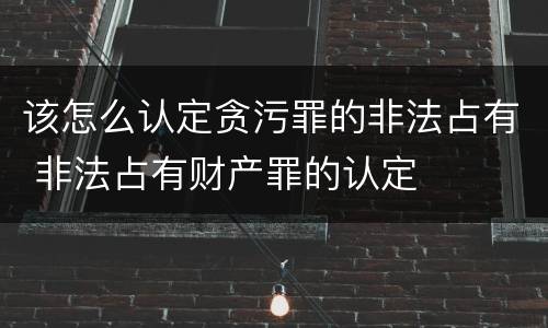 该怎么认定贪污罪的非法占有 非法占有财产罪的认定