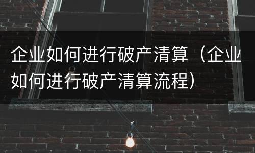 企业如何进行破产清算（企业如何进行破产清算流程）