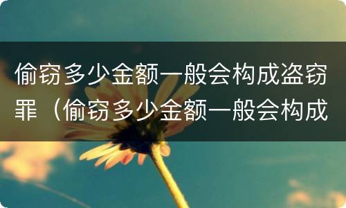 偷窃多少金额一般会构成盗窃罪（偷窃多少金额一般会构成盗窃罪行为）