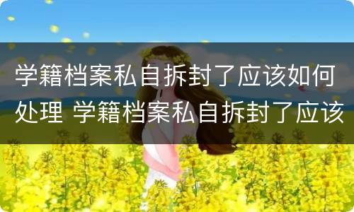 学籍档案私自拆封了应该如何处理 学籍档案私自拆封了应该如何处理呢