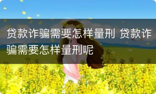 贷款诈骗需要怎样量刑 贷款诈骗需要怎样量刑呢
