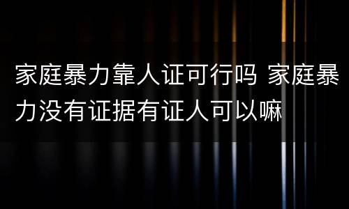 家庭暴力靠人证可行吗 家庭暴力没有证据有证人可以嘛