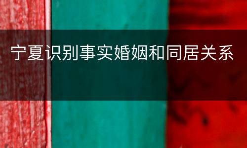 宁夏识别事实婚姻和同居关系