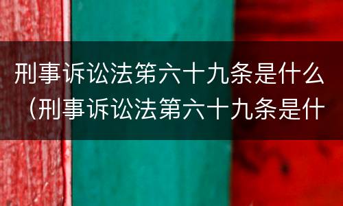 刑事诉讼法笫六十九条是什么（刑事诉讼法第六十九条是什么）
