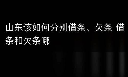 山东该如何分别借条、欠条 借条和欠条哪